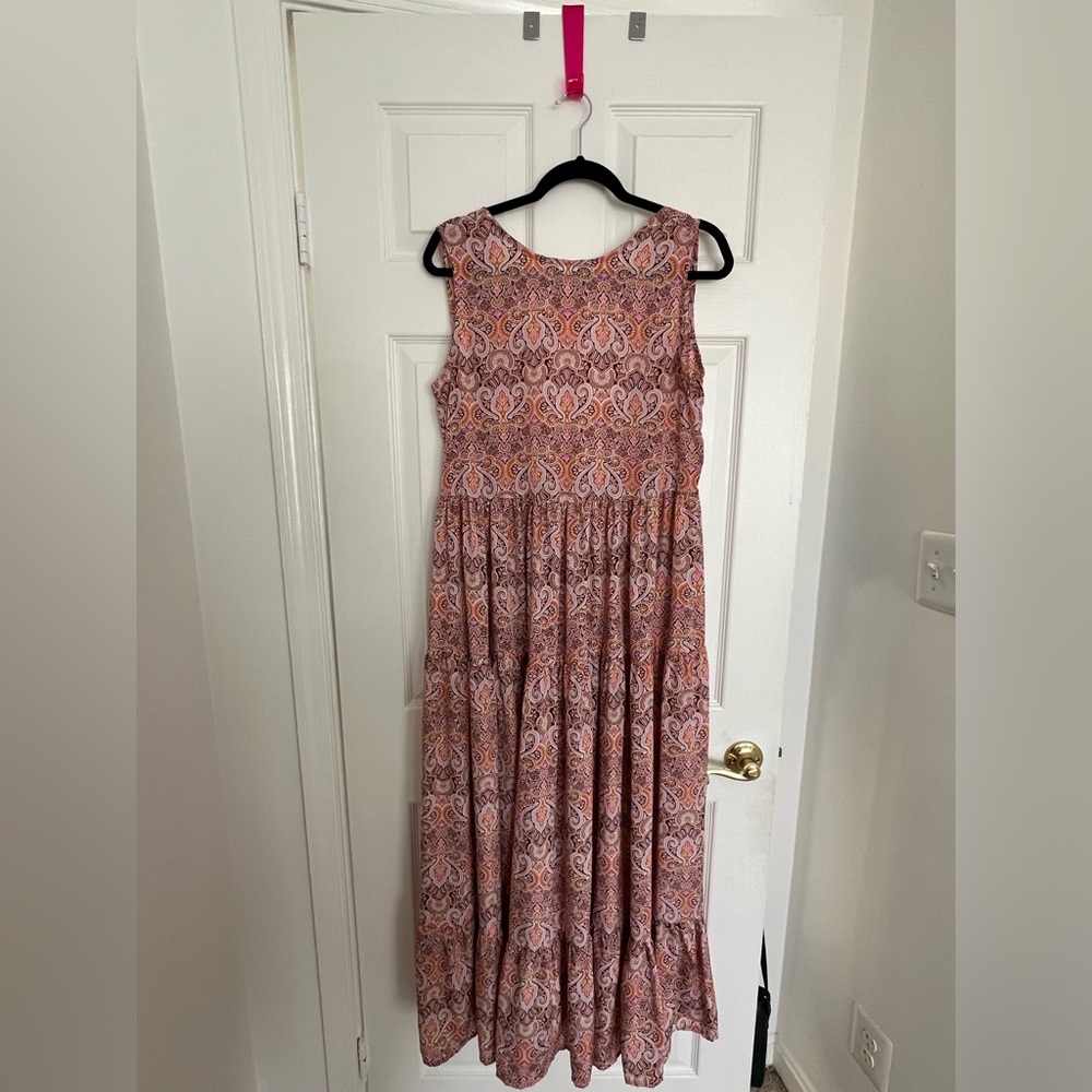 Pink Multi Paisley Print Low Back Maxi Dress